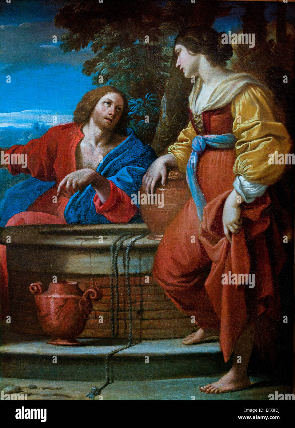 Le Christ et la samaritaine au puits un 1609 Sisto Badalocchio Rosa ( 1585 - 1647) peintre et graveur italien de la Renaissance appartenant à l'école. Italie Italien Banque D'Images