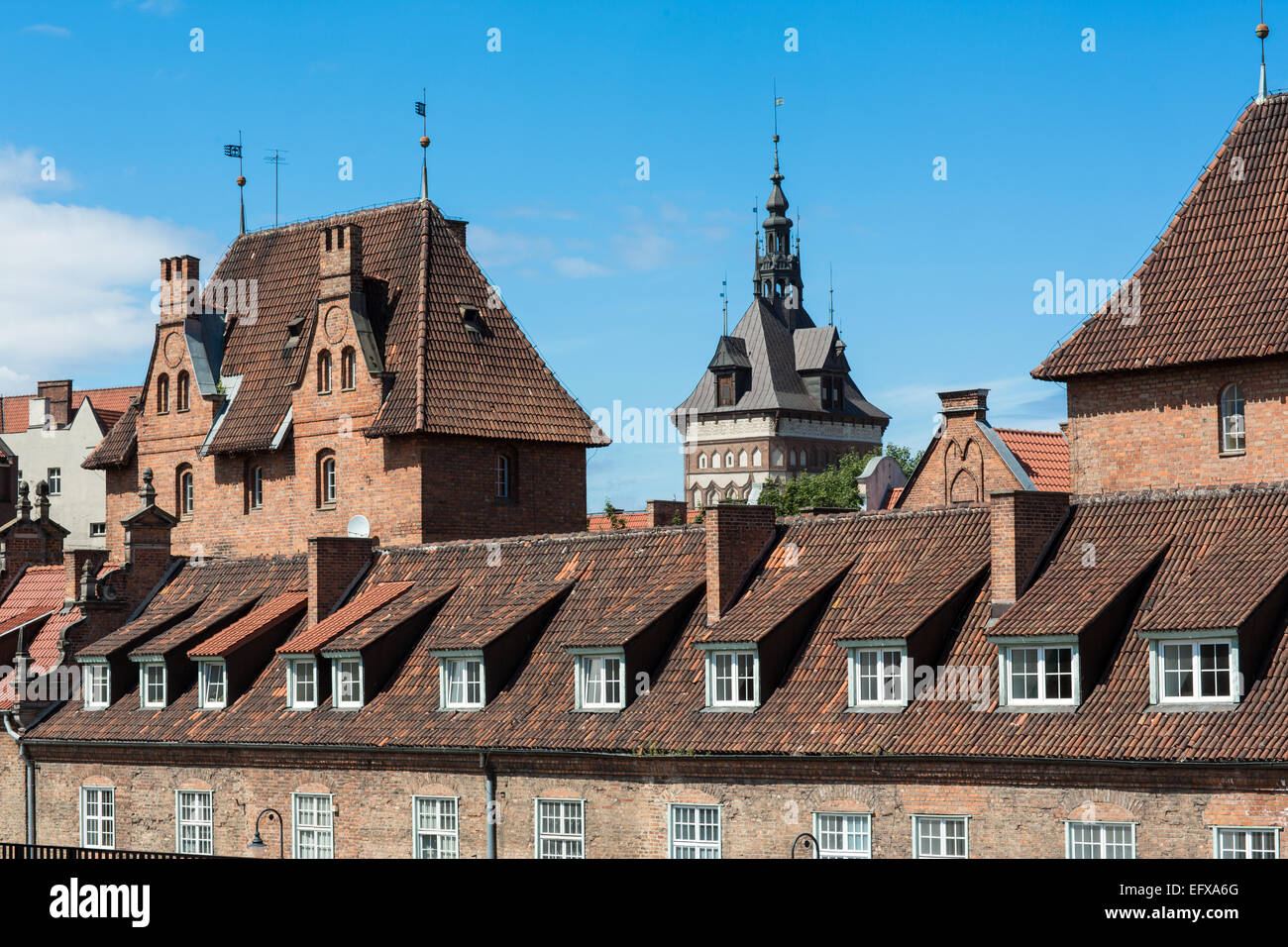 Toits et skyline, Gdansk, Pologne Banque D'Images