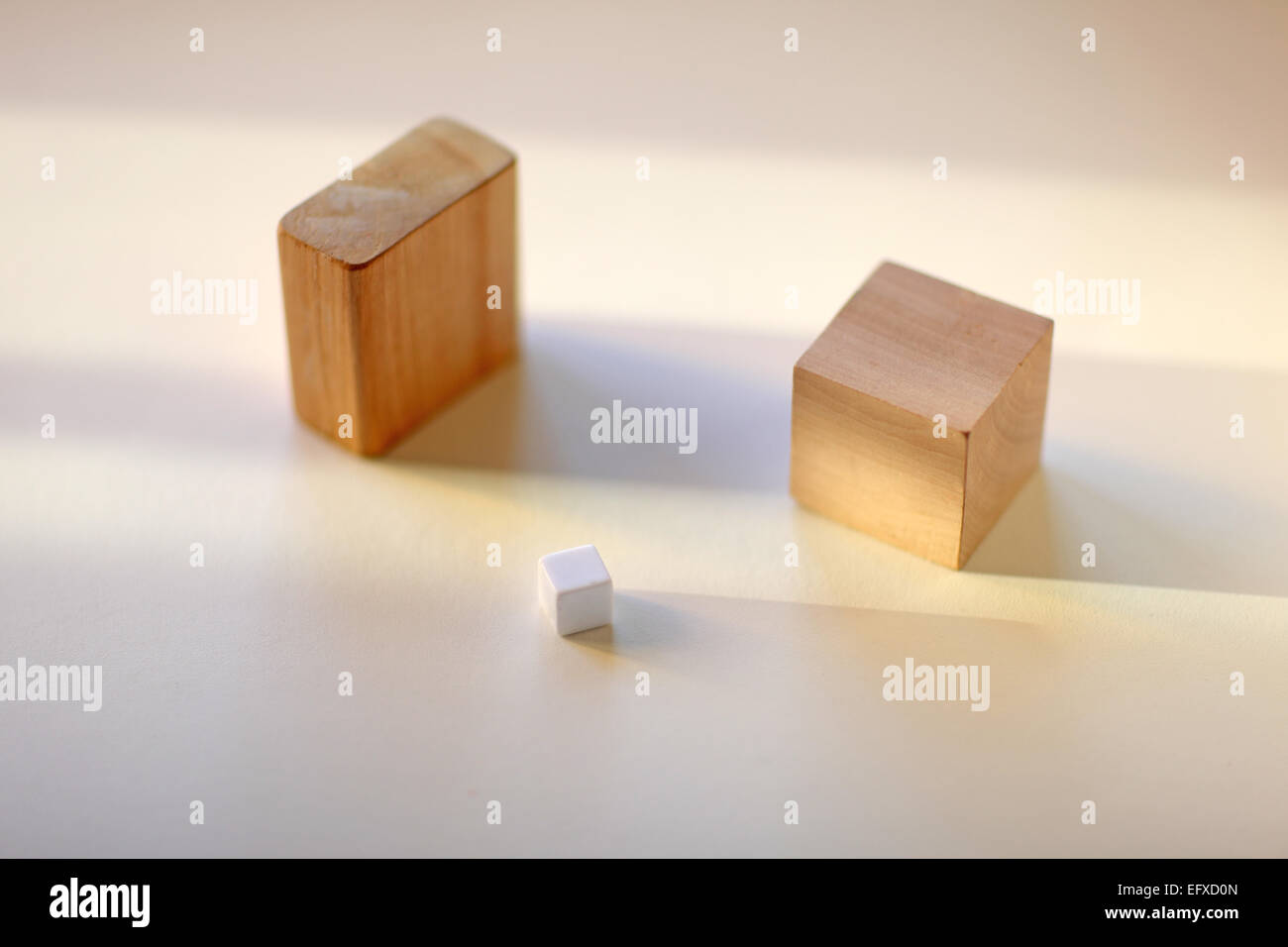 Trois blocs et cubes Banque D'Images