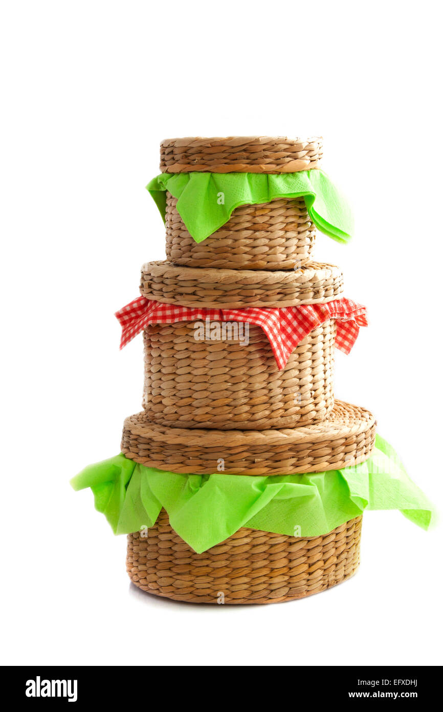 Trois paniers pique-nique Banque D'Images