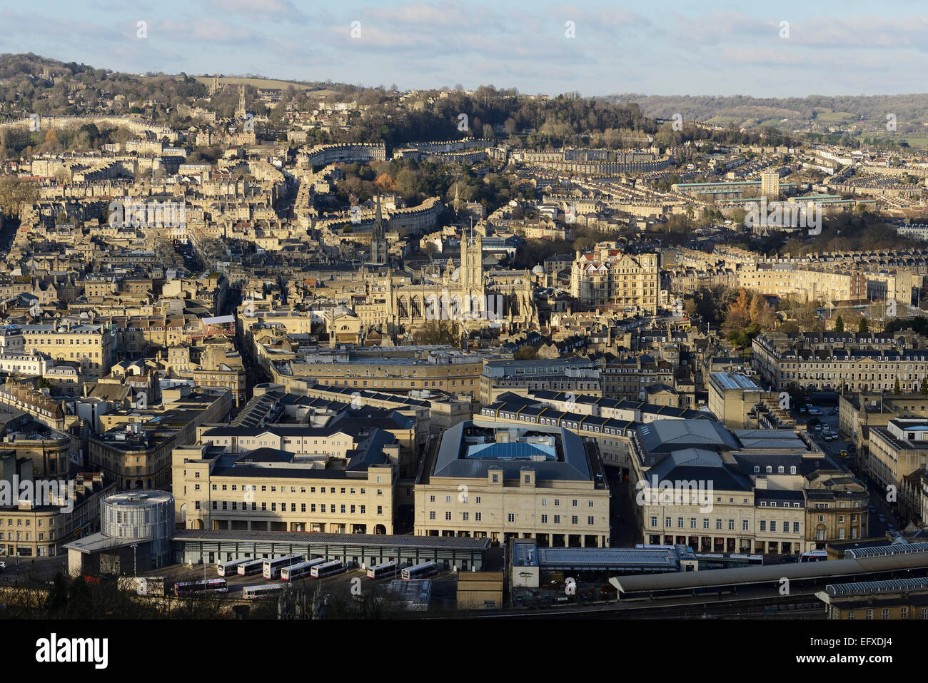 Le centre-ville de Bath skyline en hiver Banque D'Images