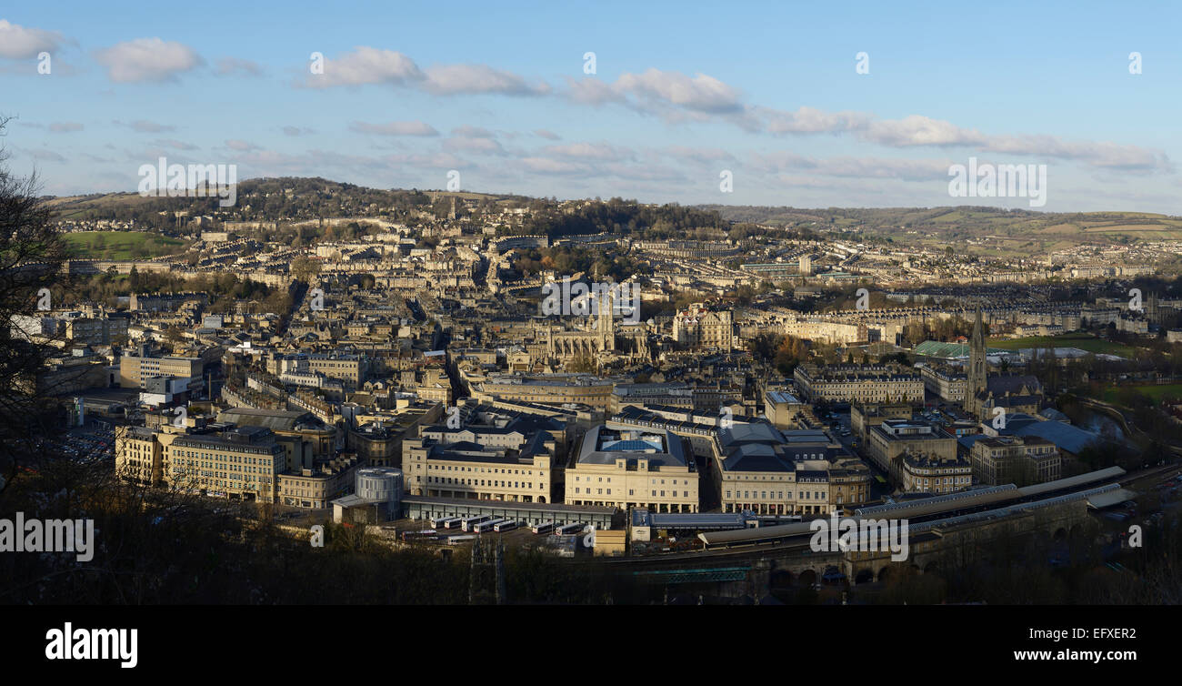 Le centre-ville de Bath skyline vue panoramique en hiver UK Banque D'Images