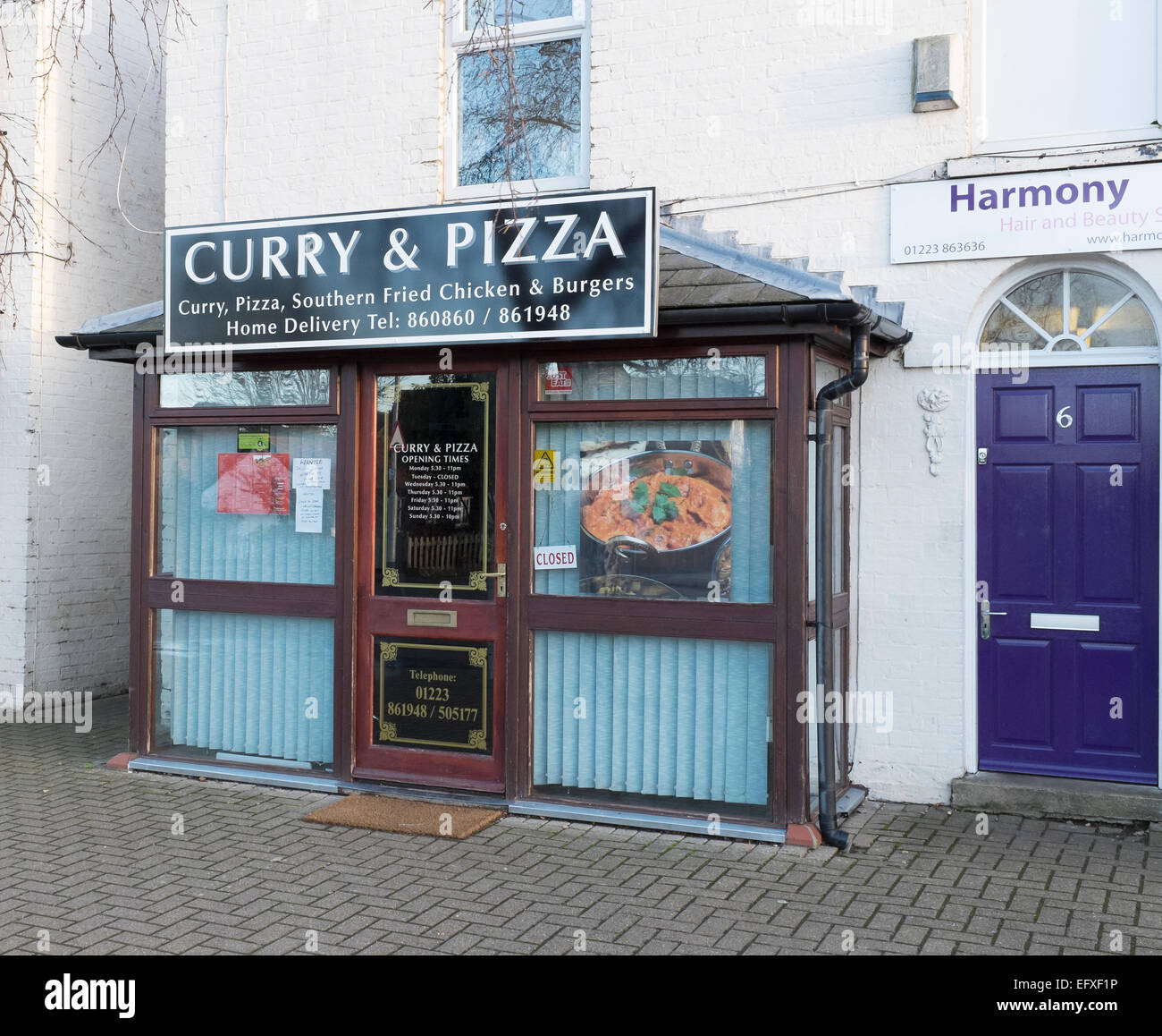 Shop/Curry et pizzas à emporter, High Street Milton Banque D'Images