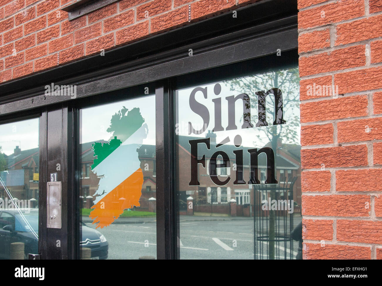 Sur le siège du Sinn Fein Falls Road à Belfast en Irlande du Nord Banque D'Images