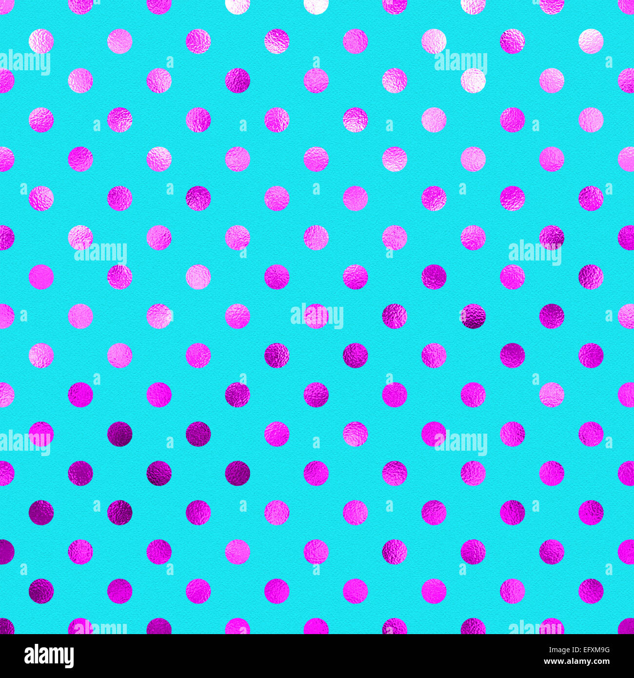 Teal Blue Pink Film métallique motif à pois Swiss Dots papier texture fond couleur Banque D'Images