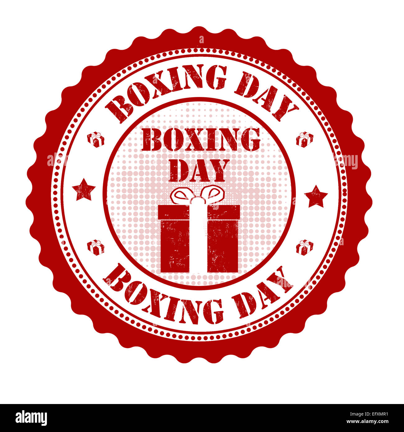 Boxing day grunge rubber stamp on white Banque D'Images