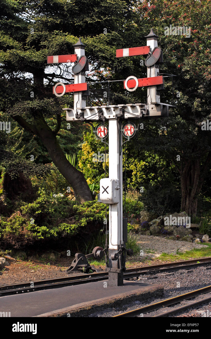 Les signaux à New Romney Station / RHDR / Kent / UK Banque D'Images