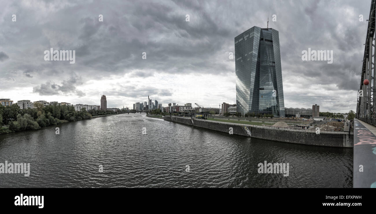 La nouvelle Banque centrale européenne des capacités dans l'est de Francfort, Allemagne, Skyline, EZB, BCE Banque D'Images