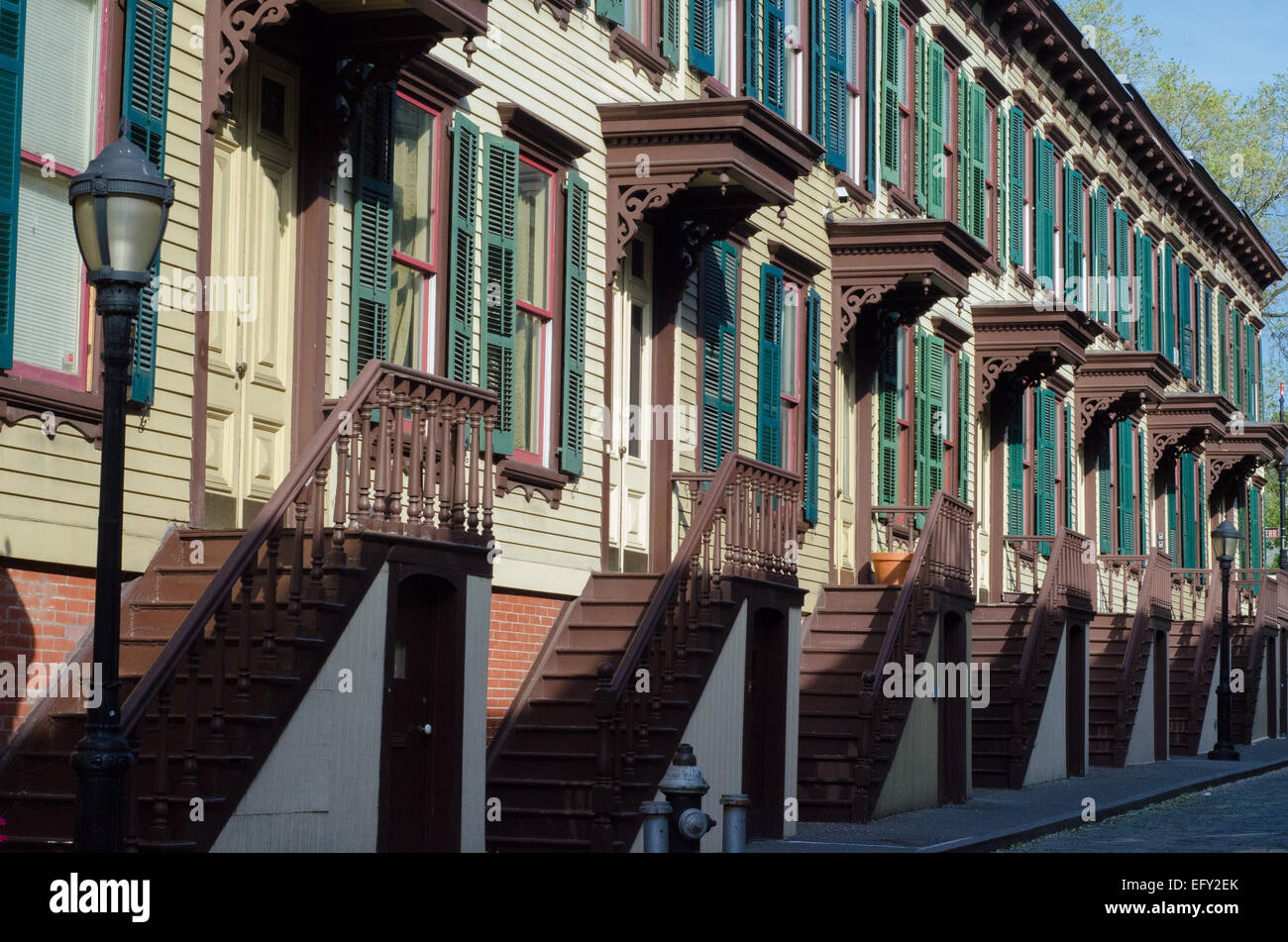 Le Jumel Terrace Historic District est un coin inconnu de la ville de New York, connu pour sa 19e siècle rowhouses. Banque D'Images