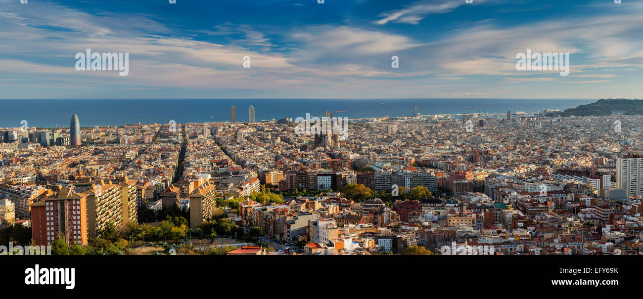 Vue panoramique sur Barcelone, Catalogne, Espagne Banque D'Images