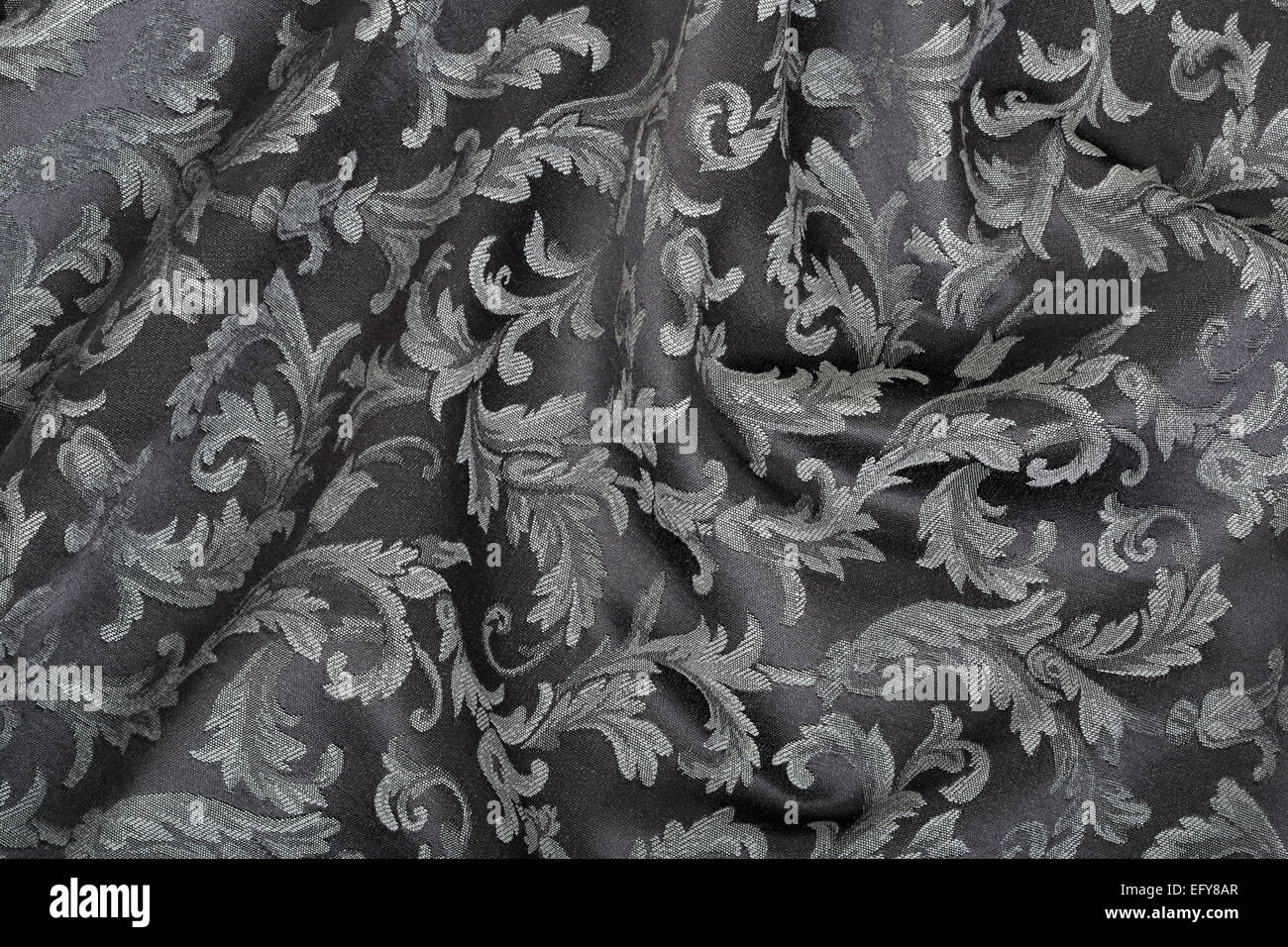 Damask, ondulé black pattern texture background Banque D'Images