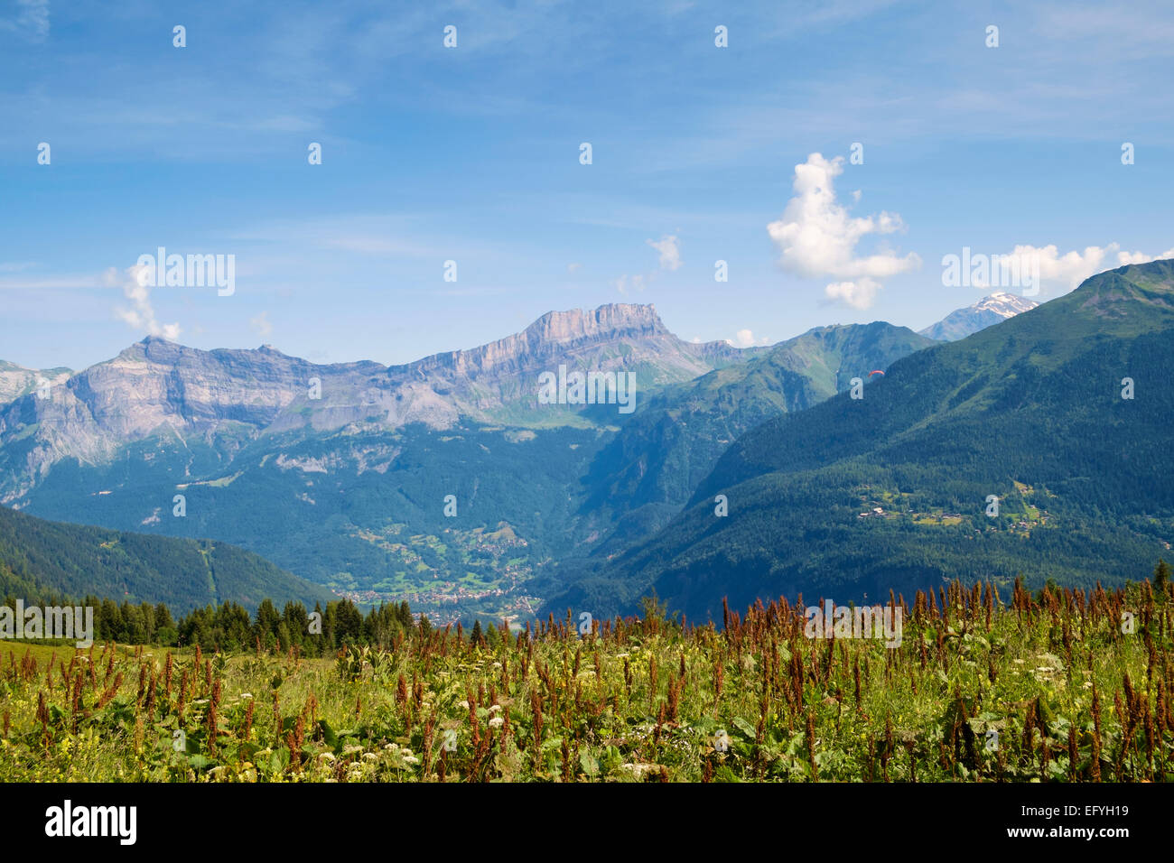 Montagnes paysage - rochers des Fiz montagnes au-dessus de Servoz dans la vallée de Chamonix, Alpes françaises, France, Europe Banque D'Images