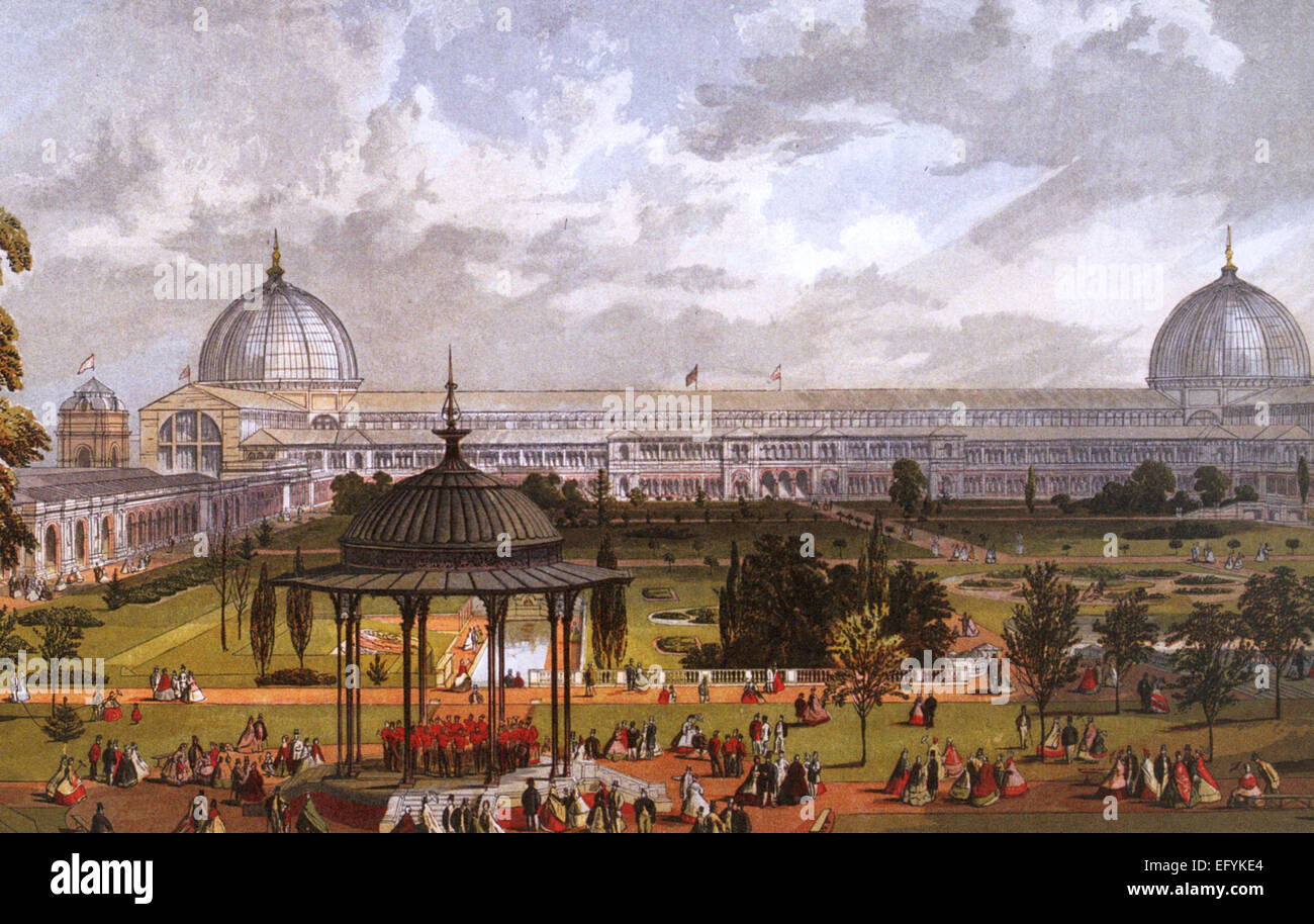 L'Exposition universelle de 1851 dans la région de Hyde Park montrant le Palais de Cristal Banque D'Images