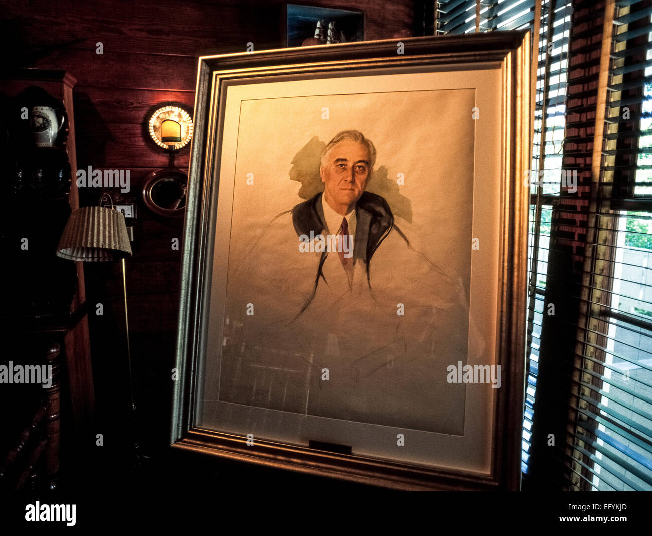 Un portrait à l'aquarelle de président des États-Unis, Franklin Delano Roosevelt a été peinte le jour où il est mort en 1945 en vacances dans la région de Warm Springs, en Géorgie, aux États-Unis. Banque D'Images