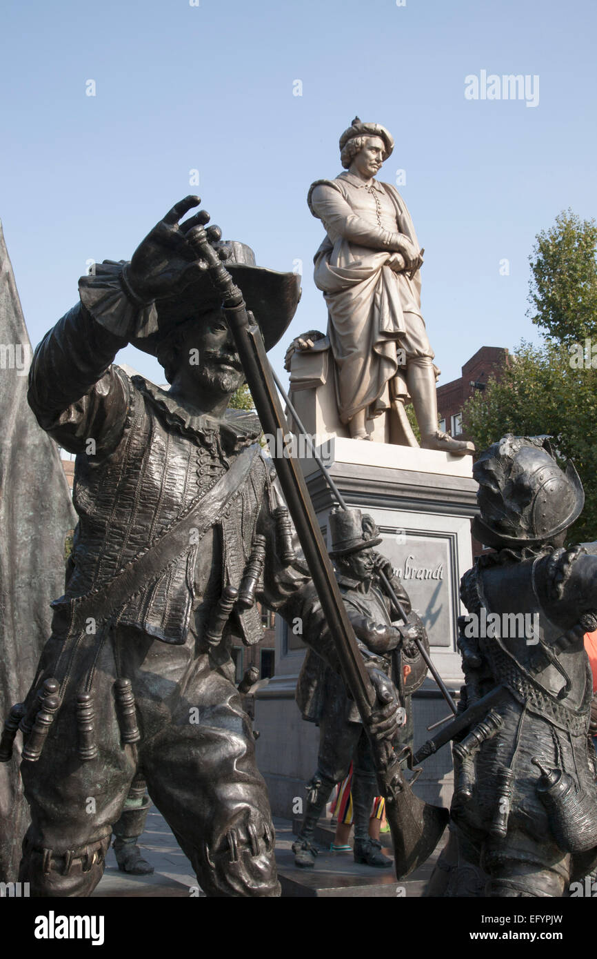 Monument de Rembrandt, Amsterdam, Pays-Bas Banque D'Images