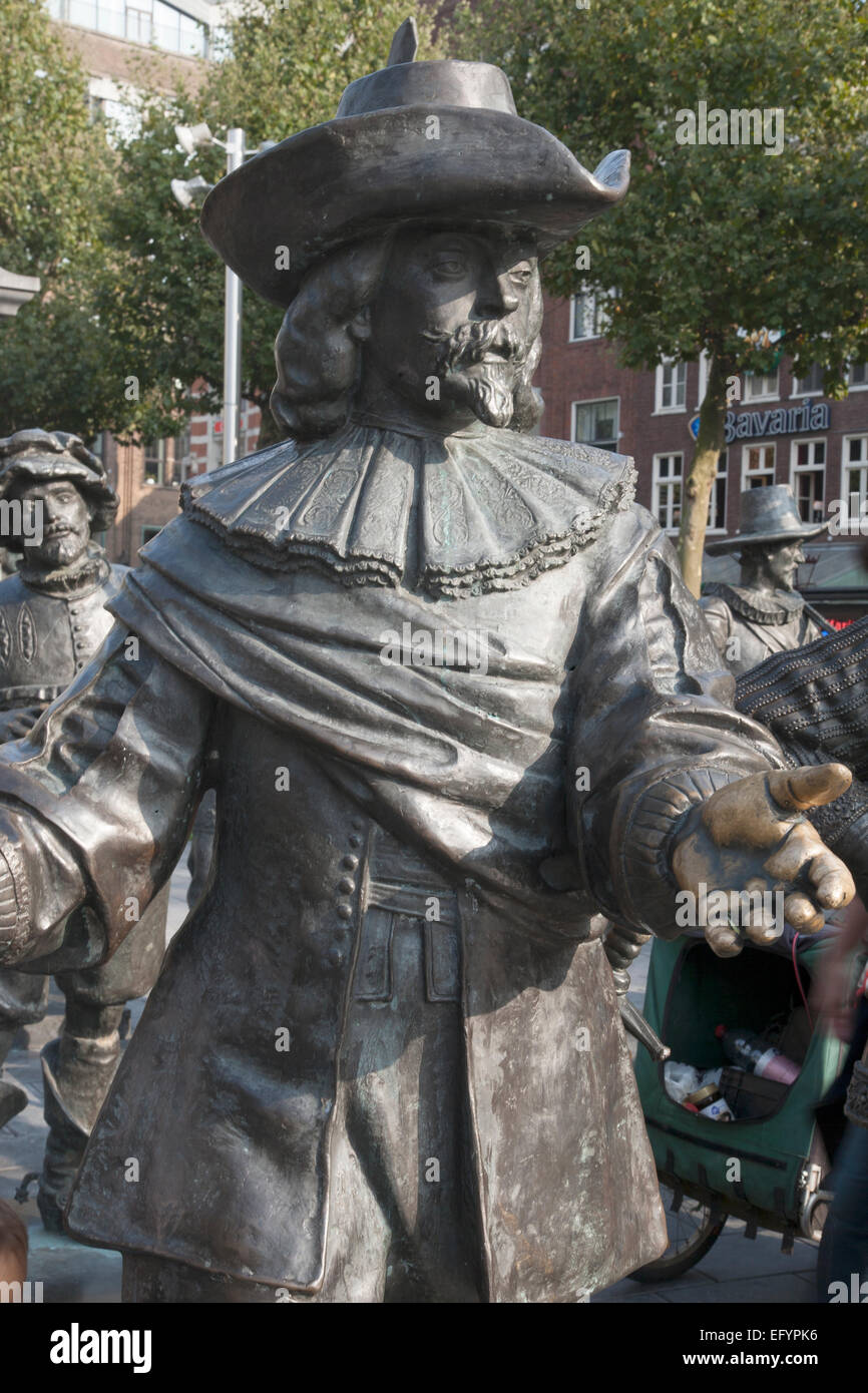 Monument de Rembrandt ; Amsterdam, Holland Banque D'Images