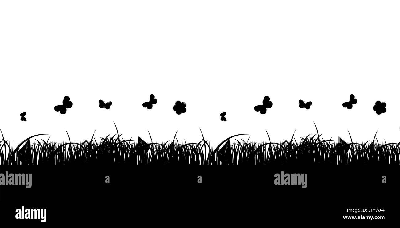 Motif fleur et l'herbe sans bannière. Vector Illustration. Banque D'Images