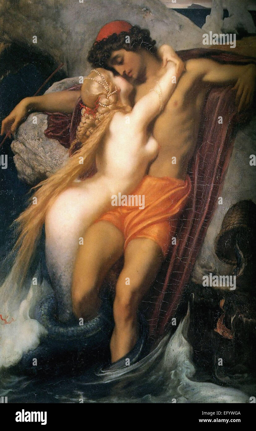 Lord Frederic Leighton Le pêcheur et la sirène Banque D'Images