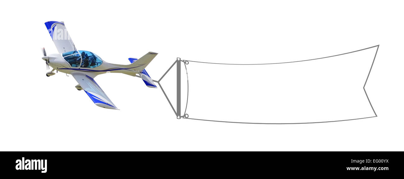 Avion avec un endroit propre inscription l'espace sur un fond isolé Banque D'Images