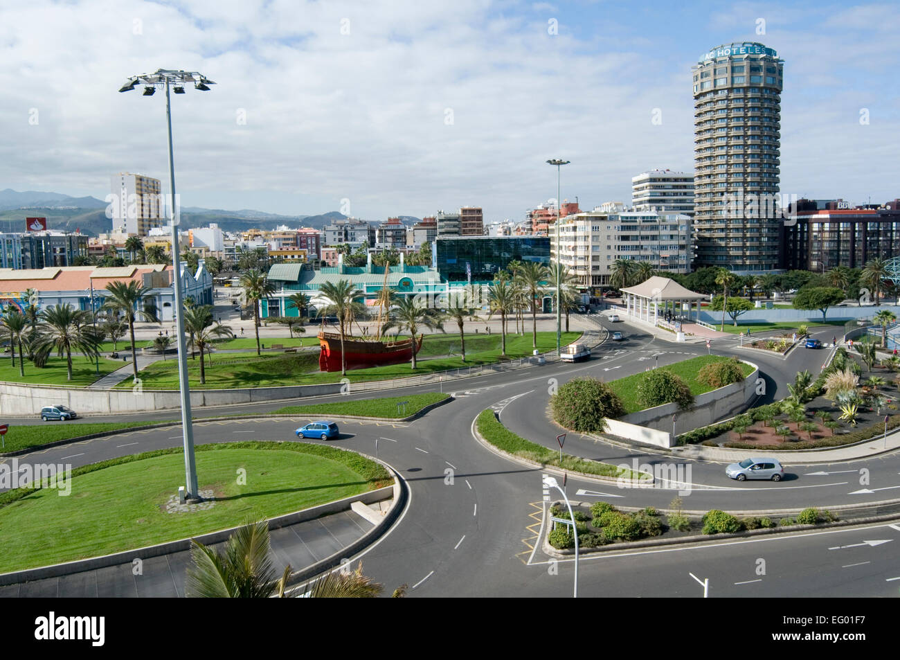 Rond-point rond-points système de circulation routes routes rues rue villes ville Las Palmas de Gran Canaria Banque D'Images