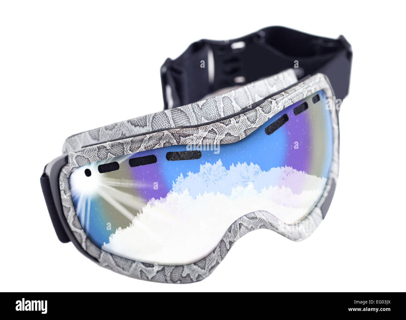 Les lunettes de snowboard sur un fond isolé Banque D'Images