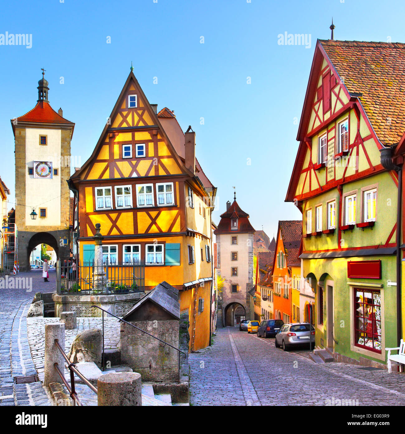 La rue la plus célèbre de Rothenburg ob der Tauber, Bavière, Allemagne Banque D'Images