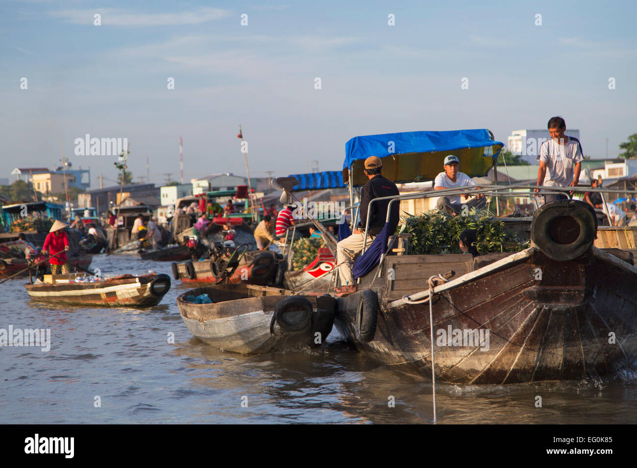 Marché flottant de Cai Rang, Can Tho, Delta du Mékong, Vietnam Banque D'Images