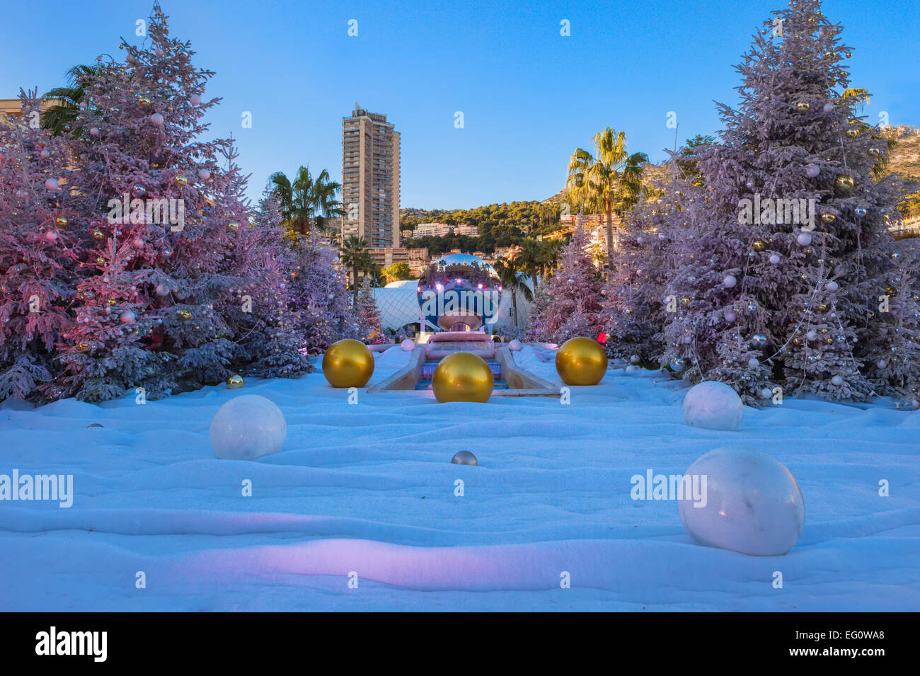 Casino Plaza en hiver, Monte Carlo, Principauté de Monaco Banque D'Images