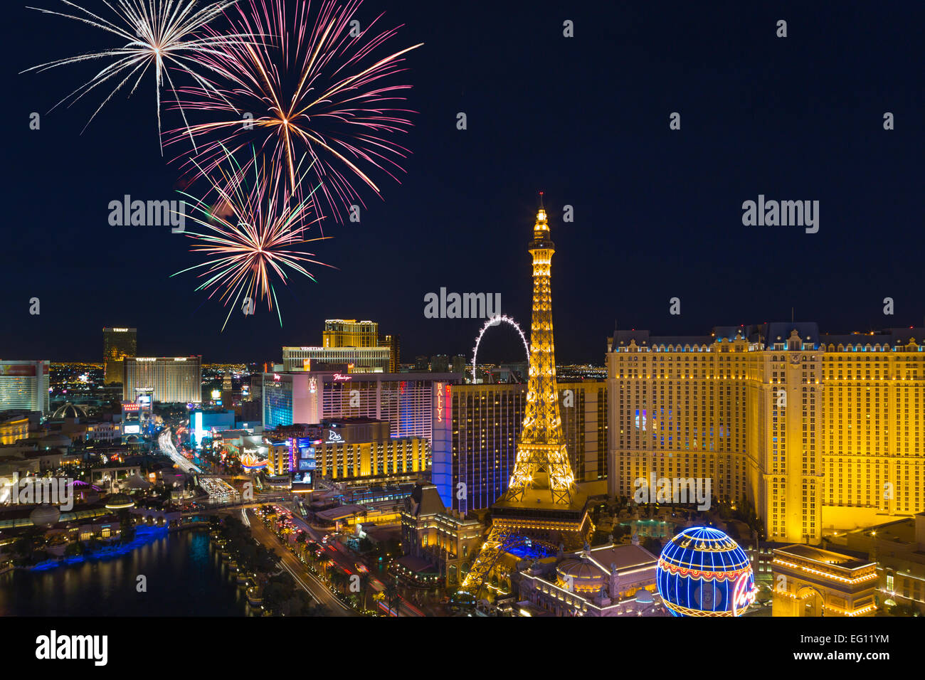 Hôtel-casinos du Strip LAS VEGAS SKYLINE NEVADA USA Banque D'Images