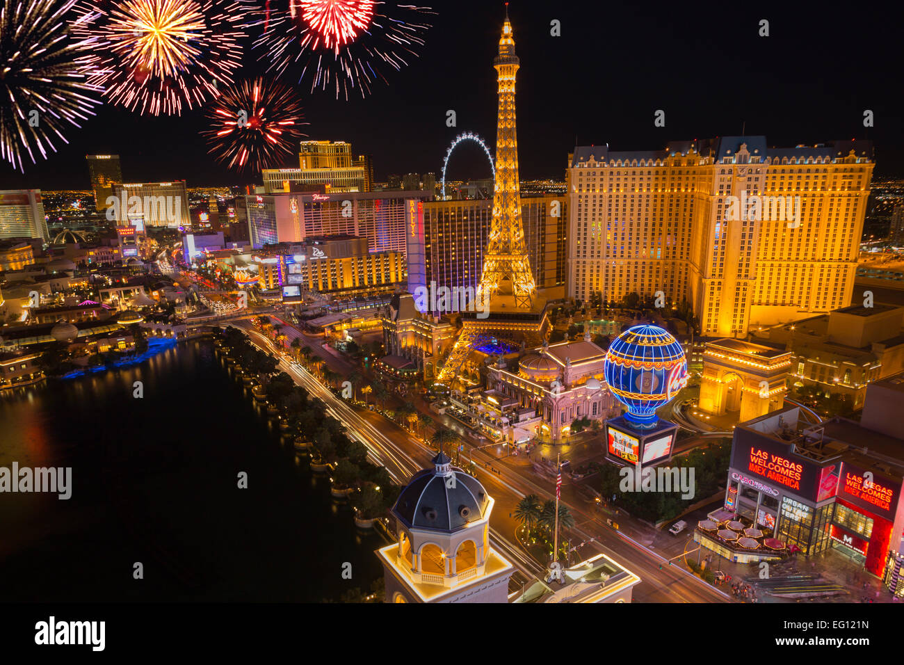 Hôtel-casinos du Strip LAS VEGAS SKYLINE NEVADA USA Banque D'Images