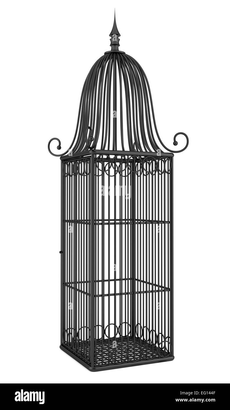 The Birdcage noir vide isolé sur fond blanc Banque D'Images