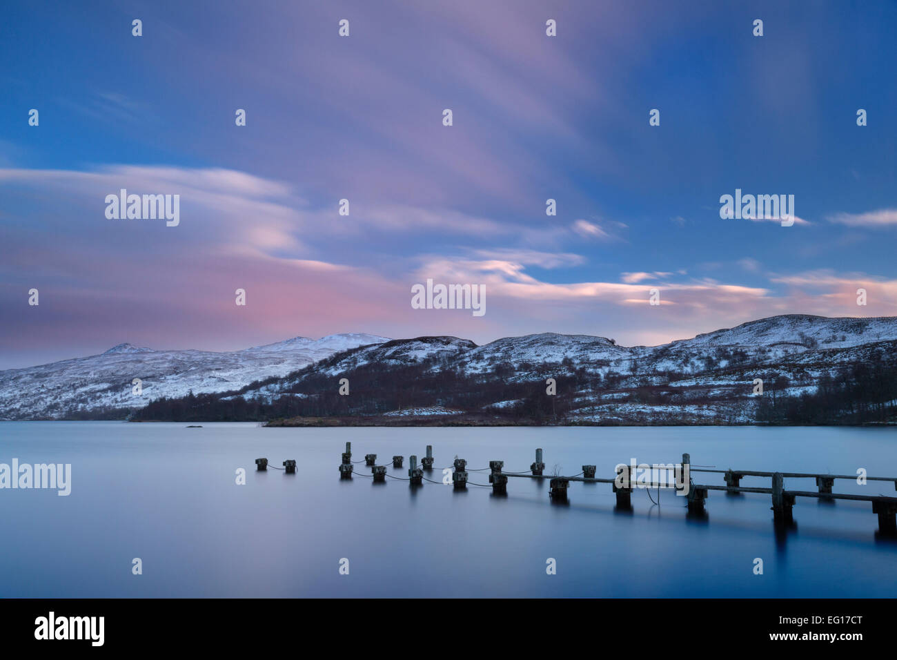 Coucher du soleil sur le Loch Katrine, les Trossachs, Ecosse, Royaume-Uni. Banque D'Images