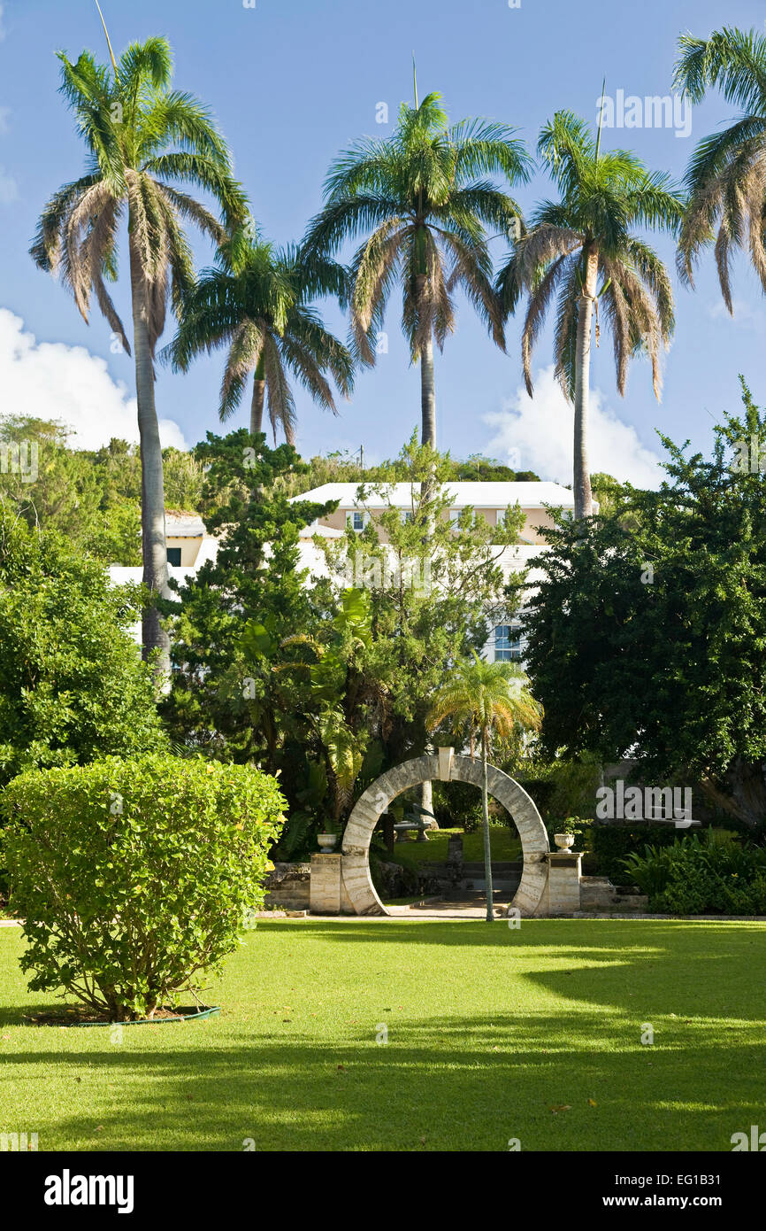 Bermudes moongate traditionnelles dans le parc public à Saint-Georges, les Bermudes. Banque D'Images