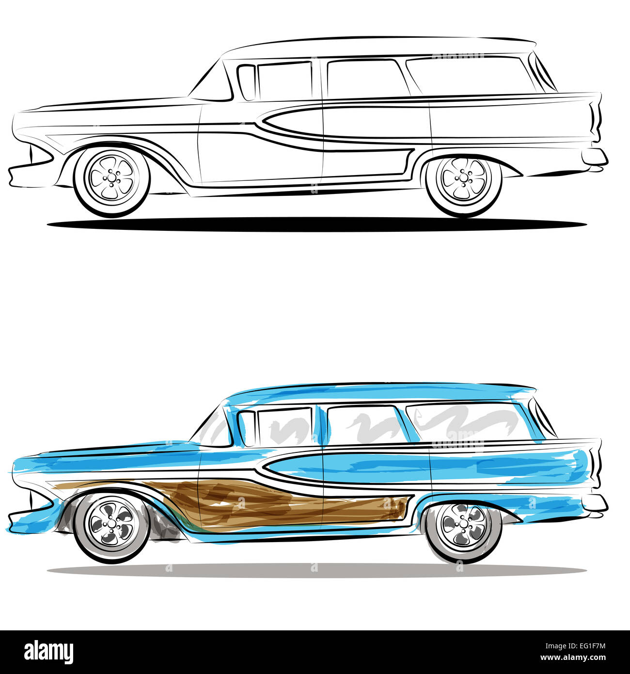 Une image d'une aquarelle d'une familiale. Banque D'Images