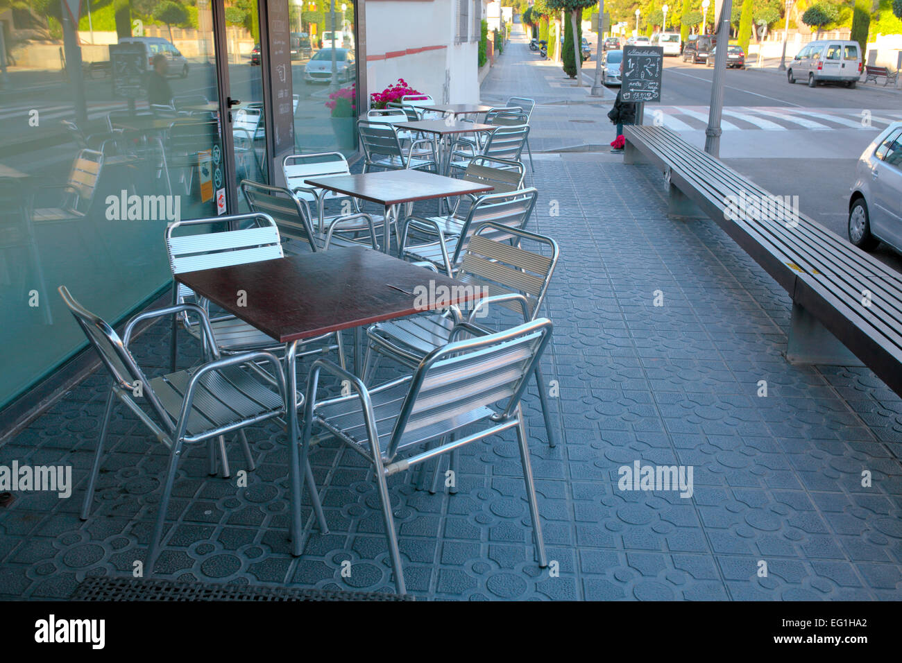 Street Cafe, Tarragone, Catalogne, Espagne Banque D'Images