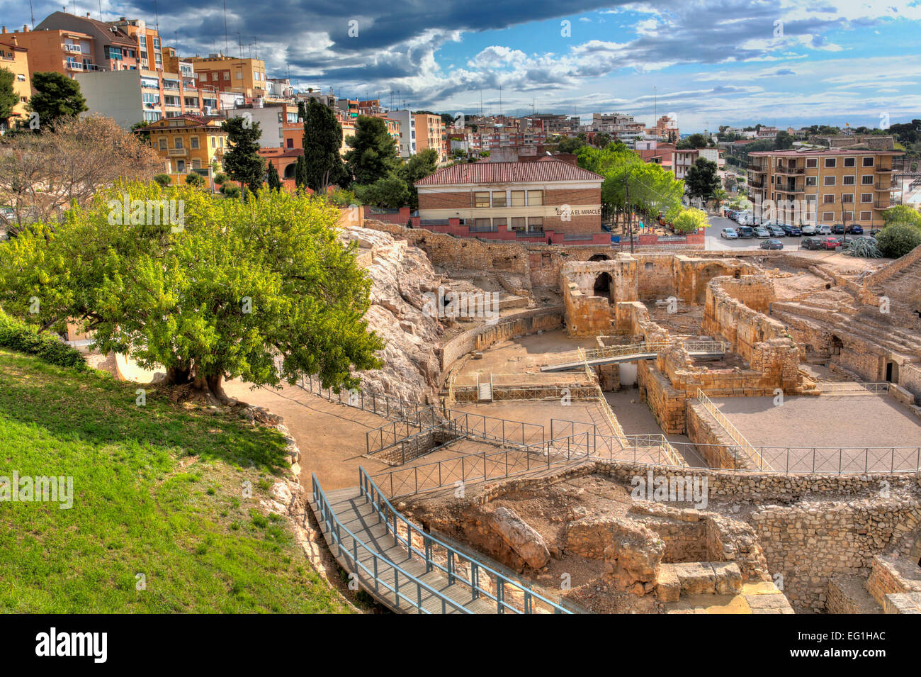 Amphithéâtre romain, Tarragone, Catalogne, Espagne Banque D'Images
