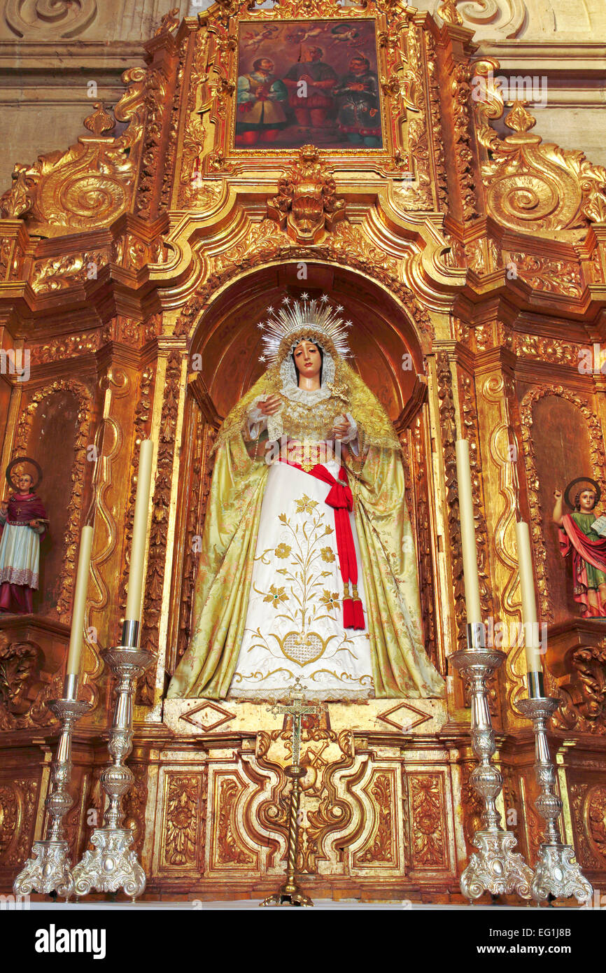 Sculpture de Sainte Vierge, Cathédrale, Guadix, Andalousie, Espagne Banque D'Images