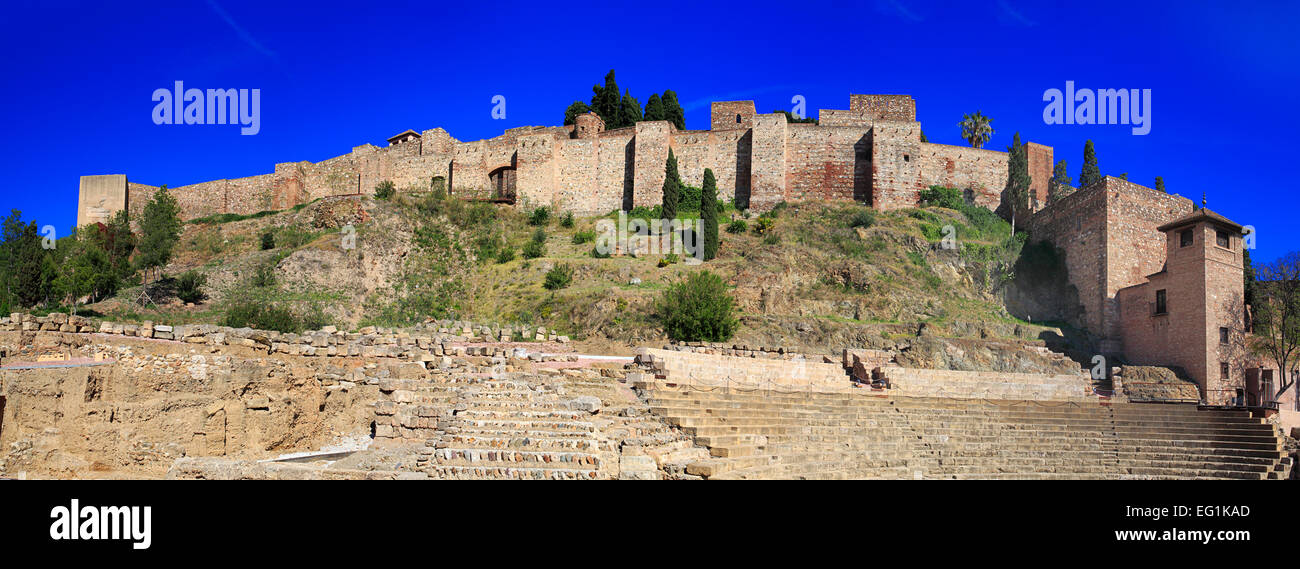 L'Alcazaba, Malaga, Andalousie, Espagne Banque D'Images
