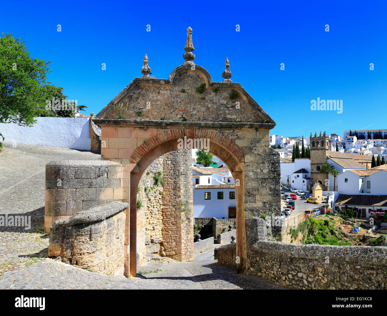 Street dans la vieille ville, Ronda, Andalousie, Espagne Banque D'Images