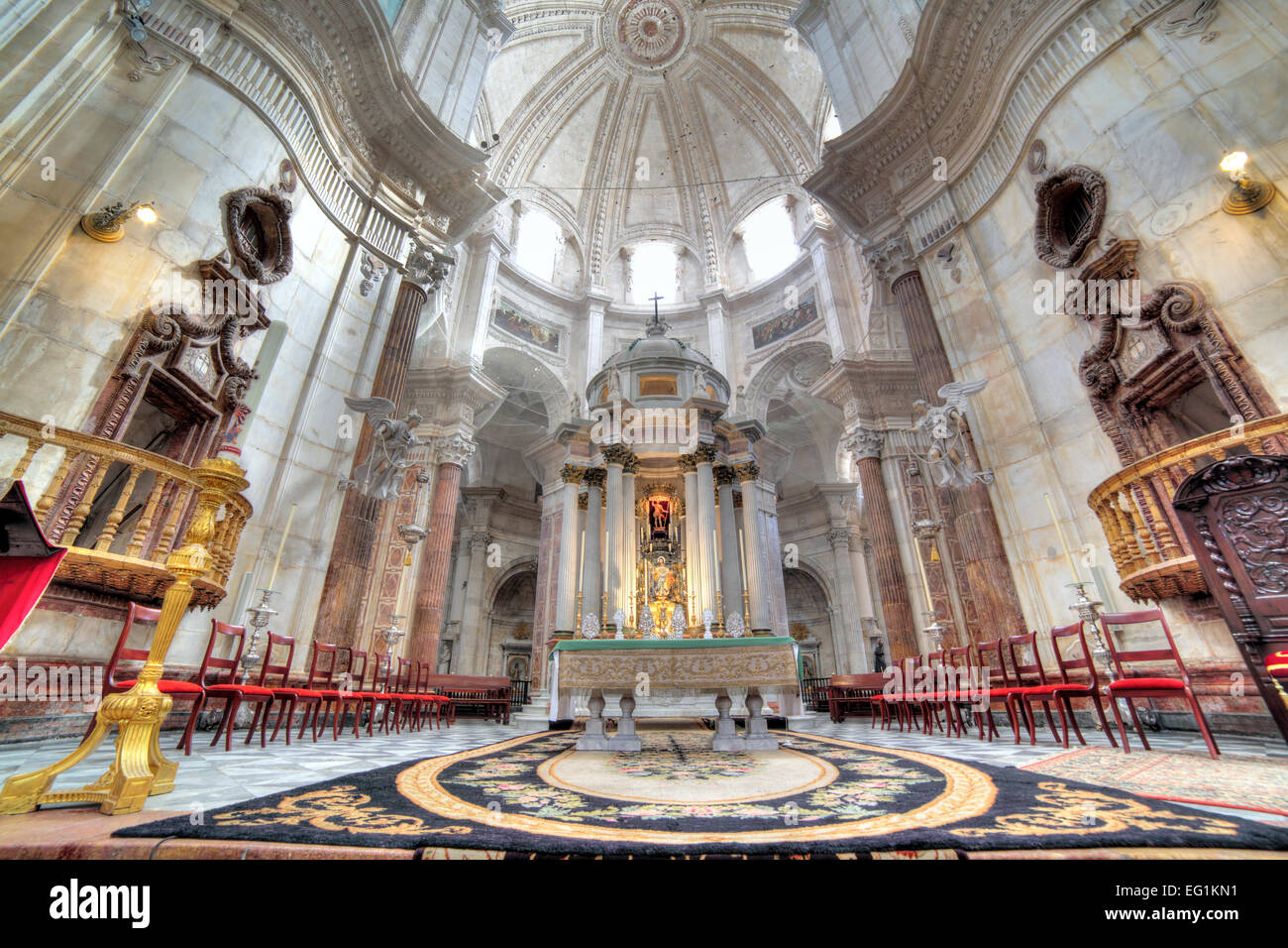 Intérieur de la cathédrale, Cadix, Andalousie, Espagne Banque D'Images