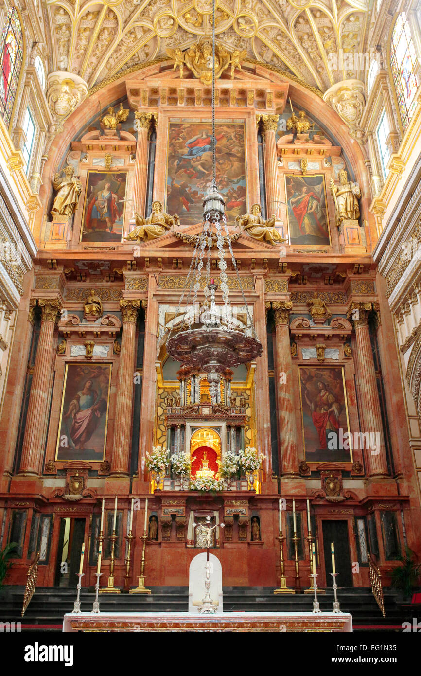 Capilla Mayor, la cathédrale Mezquita (intérieur), Cordoue, Andalousie, Espagne Banque D'Images