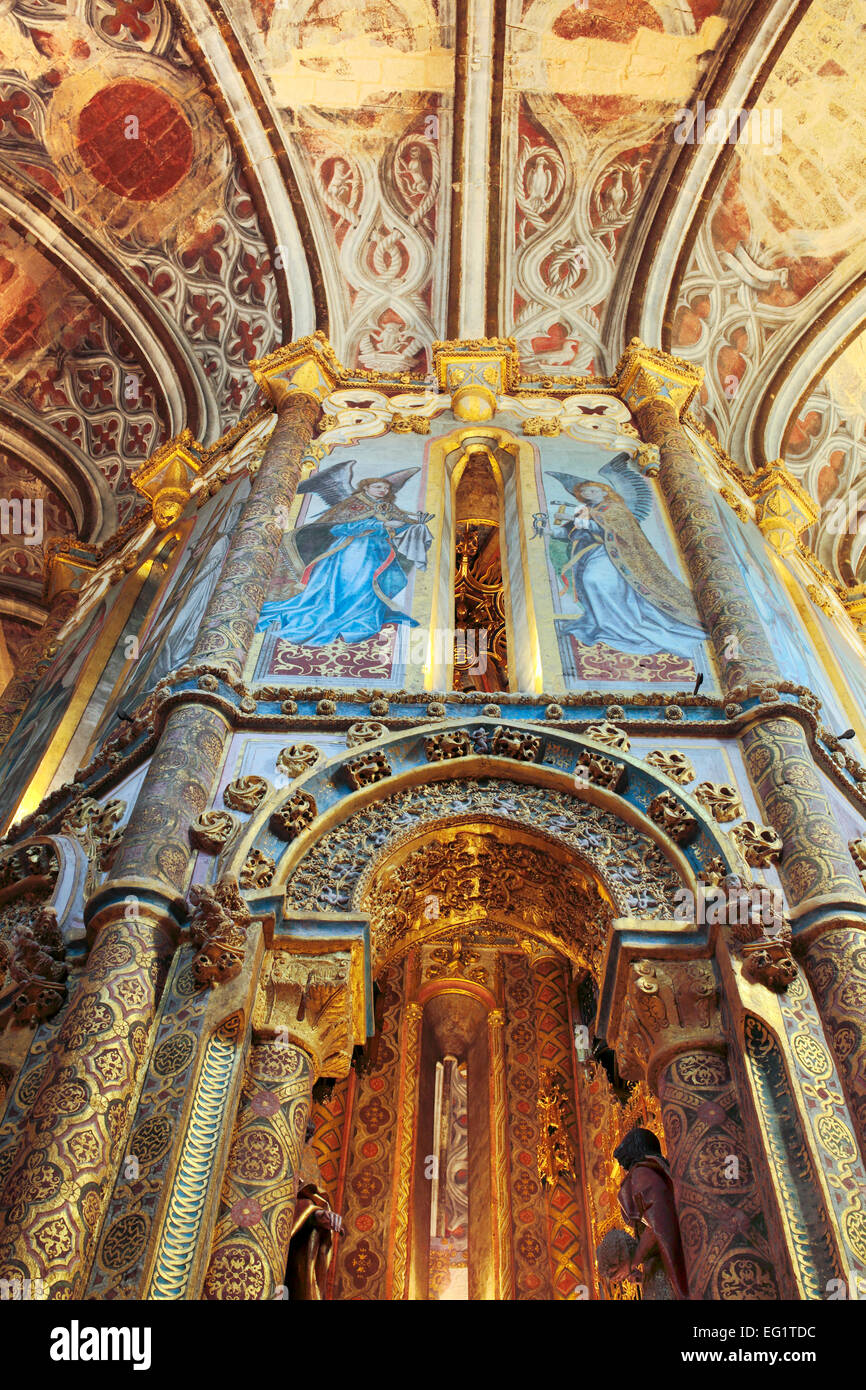 Intérieur de l'église Ronde, couvent de l'Ordre du Christ (Convento de Cristo), Tomar, Portugal Banque D'Images