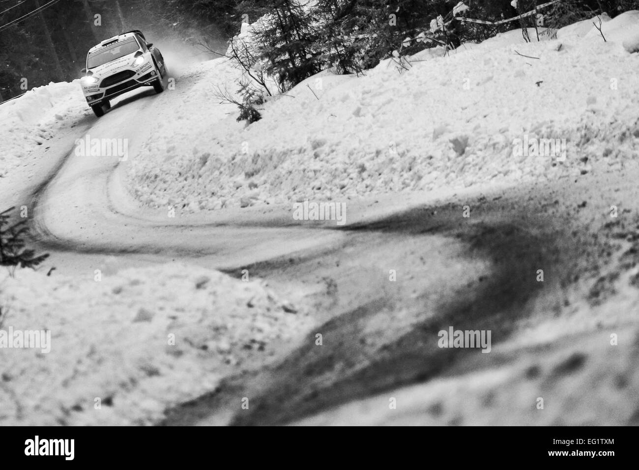 La Suède. Feb 13, 2015. World Rally Championship de la Suède. Elfyn Evans (GB)- Daniel Barrit (GB)- Ford Fiesta WRC © Plus Sport Action/Alamy Live News Banque D'Images