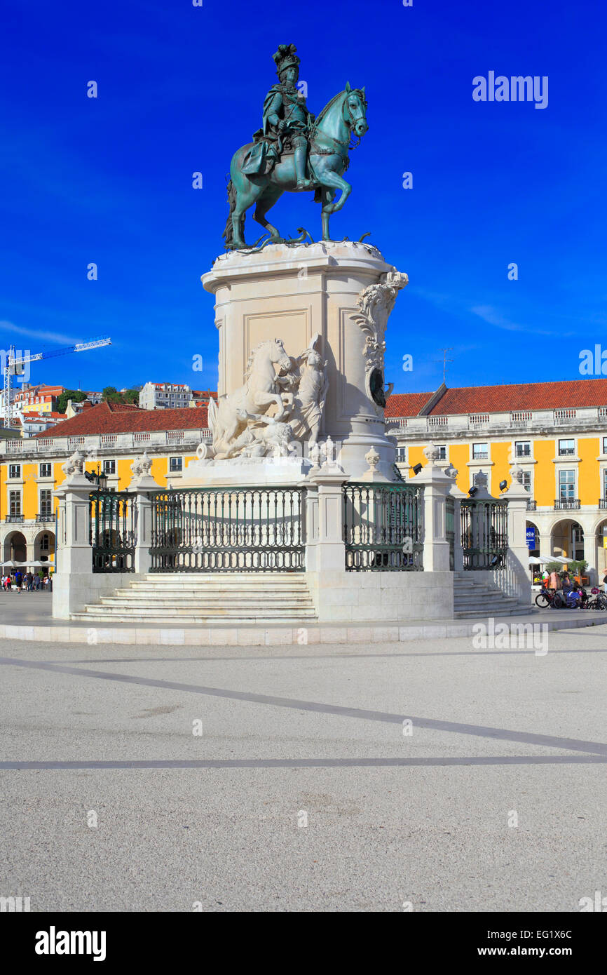 Statue du Roi Jose I (1775), Praça do Comercio (Place du Commerce), Lisbonne, Portugal Banque D'Images