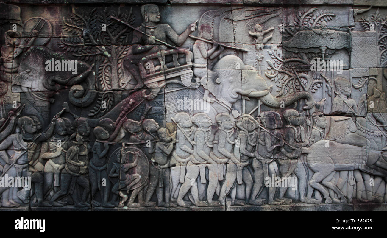 Temple Bayon (12ème siècle), Angkor Thom, au Cambodge Banque D'Images