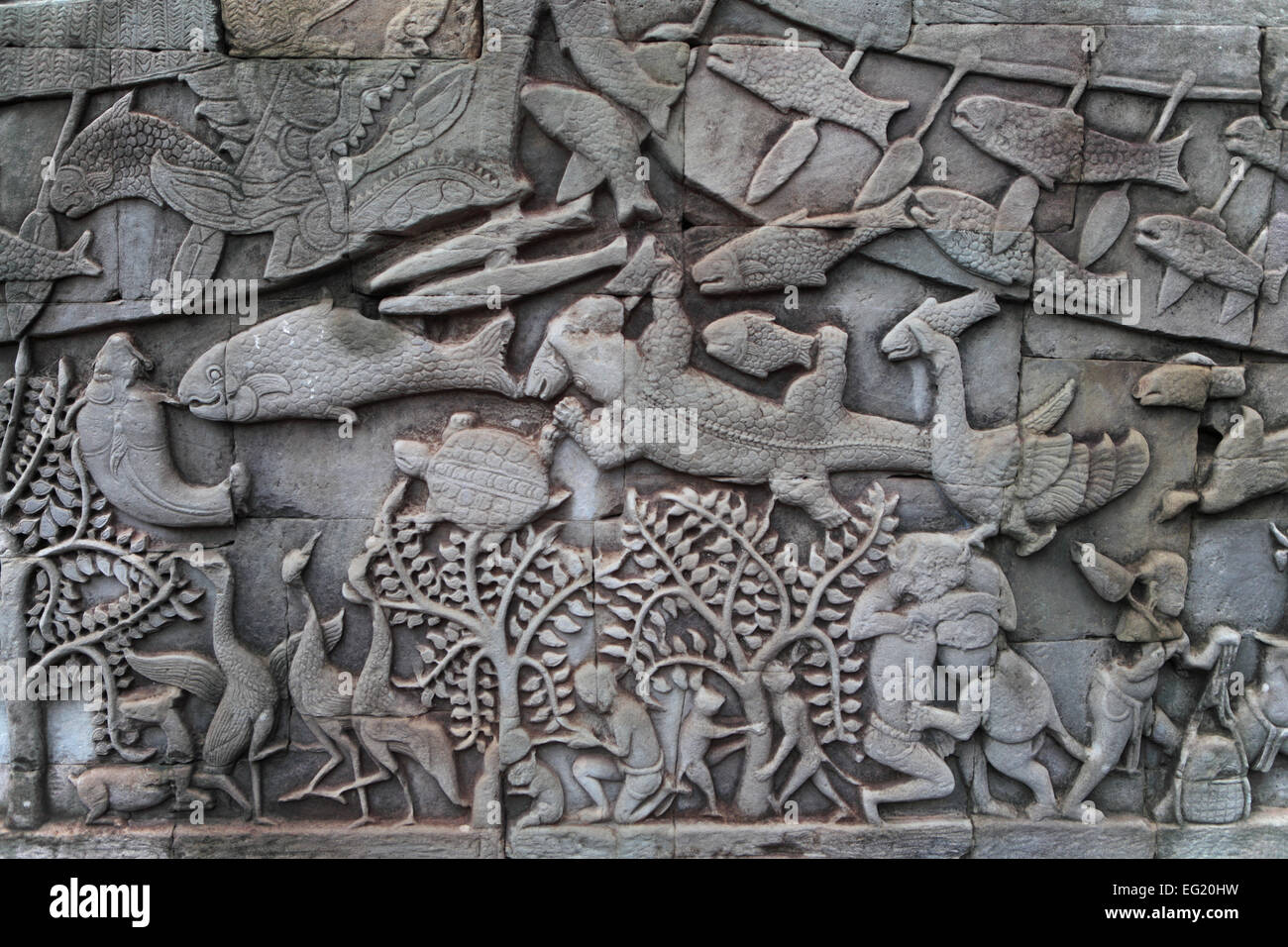 Temple Bayon (12ème siècle), Angkor Thom, au Cambodge Banque D'Images