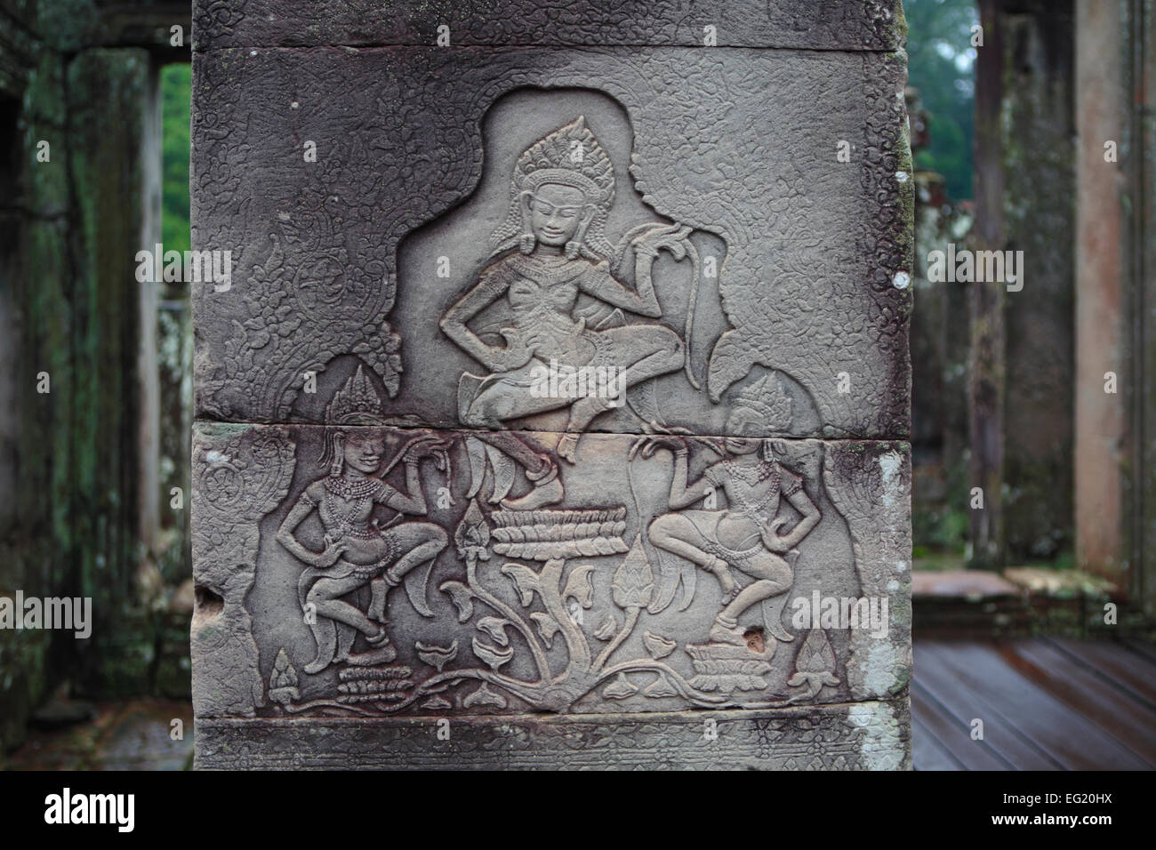 Temple Bayon (12ème siècle), Angkor Thom, au Cambodge Banque D'Images