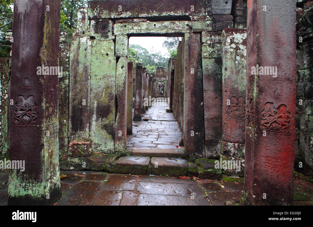 Temple Bayon (12ème siècle), Angkor Thom, au Cambodge Banque D'Images
