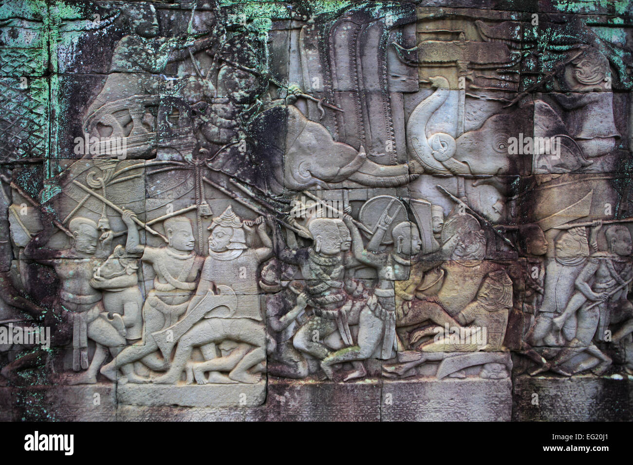 Temple Bayon (12ème siècle), Angkor Thom, au Cambodge Banque D'Images