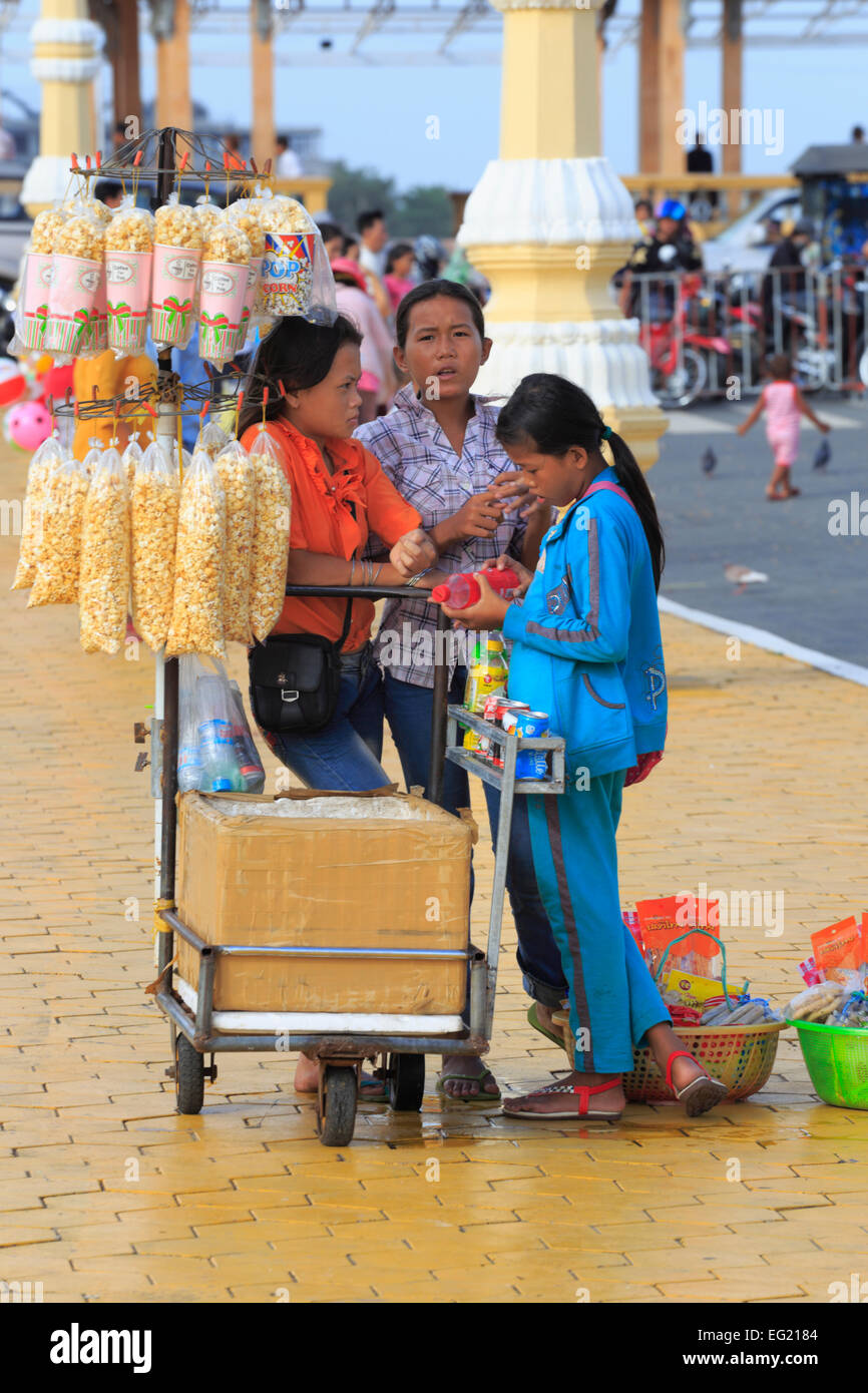 Sisowath quay, Phnom Penh, Cambodge Banque D'Images